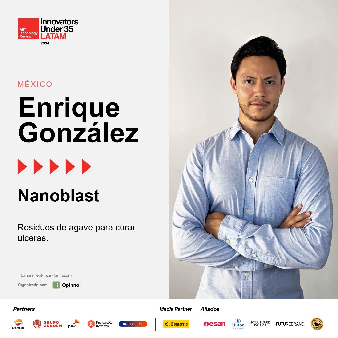 Enrique Carlos Gonzalez Monterrubio ganador del reconocmiento Innovator Under 35 del MIT TechReview.
